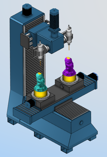 用于木雕制作的数控五轴工作台3D缩略图